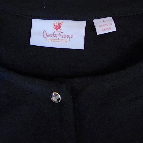 The Quacker Factory Cardigan Womens Size Large black Knit Embroidered - Picture 4 of 5